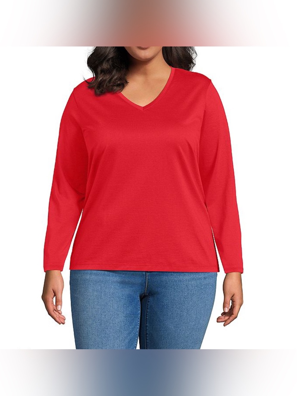 Lands' End Relaxed Supima Long Sleeve V-Neck Shirt-Sz 3X